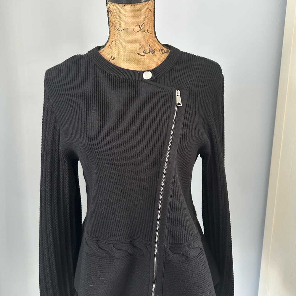 Talbots Black Ribbed Long Sleeve Dress